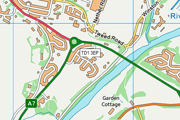 TD1 3EP map - OS VectorMap District (Ordnance Survey)