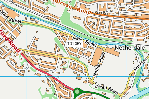 TD1 3EY map - OS VectorMap District (Ordnance Survey)