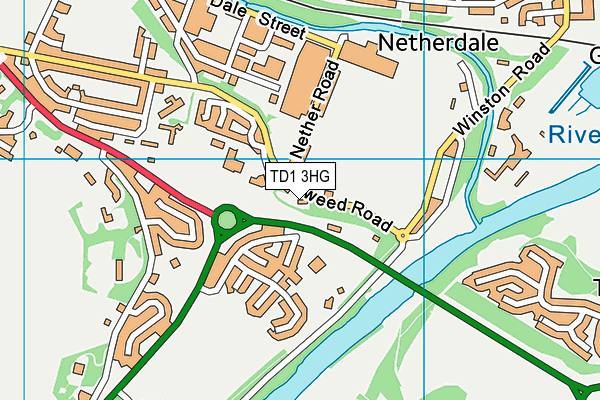 TD1 3HG map - OS VectorMap District (Ordnance Survey)
