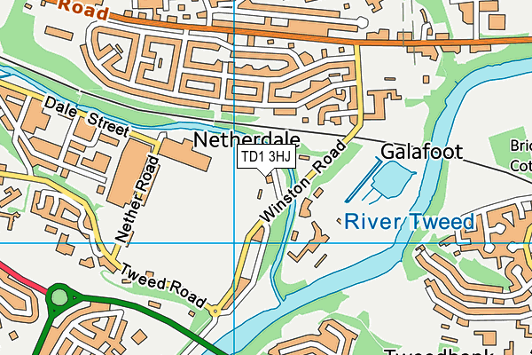 TD1 3HJ map - OS VectorMap District (Ordnance Survey)
