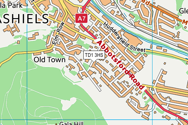TD1 3HS map - OS VectorMap District (Ordnance Survey)