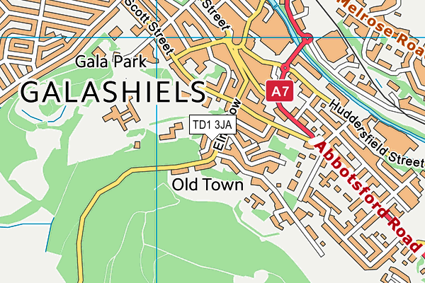 TD1 3JA map - OS VectorMap District (Ordnance Survey)