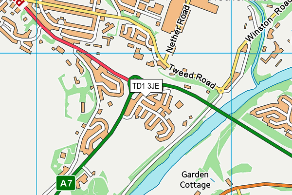 TD1 3JE map - OS VectorMap District (Ordnance Survey)