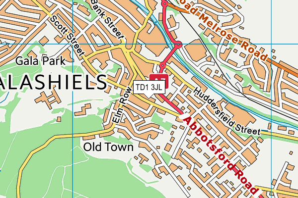 TD1 3JL map - OS VectorMap District (Ordnance Survey)