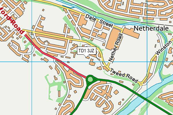 TD1 3JZ map - OS VectorMap District (Ordnance Survey)
