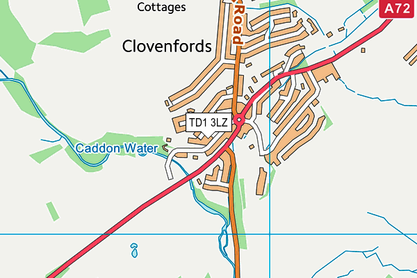 TD1 3LZ map - OS VectorMap District (Ordnance Survey)