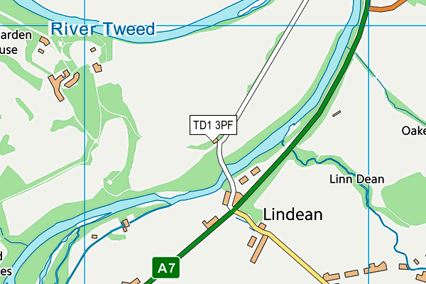 TD1 3PF map - OS VectorMap District (Ordnance Survey)