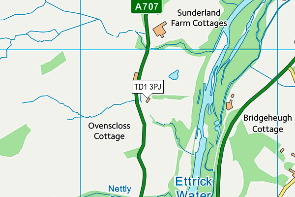 TD1 3PJ map - OS VectorMap District (Ordnance Survey)