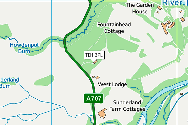TD1 3PL map - OS VectorMap District (Ordnance Survey)
