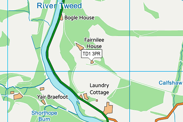 TD1 3PR map - OS VectorMap District (Ordnance Survey)