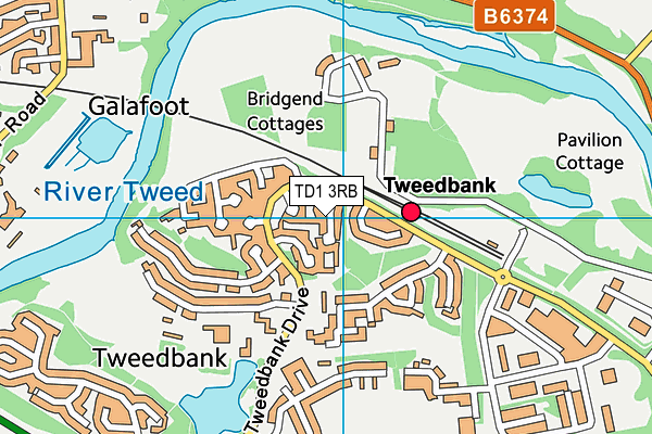 TD1 3RB map - OS VectorMap District (Ordnance Survey)
