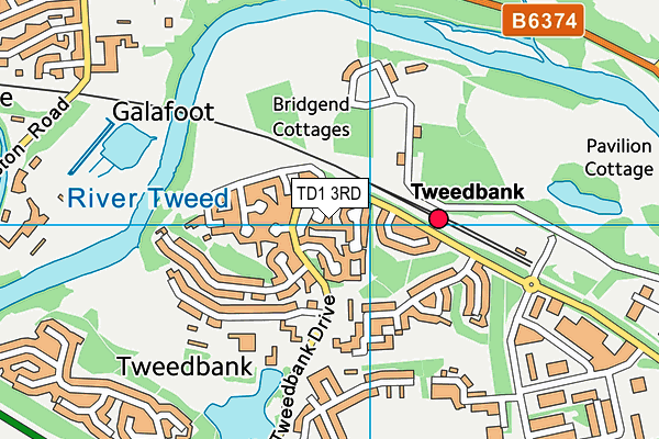 TD1 3RD map - OS VectorMap District (Ordnance Survey)