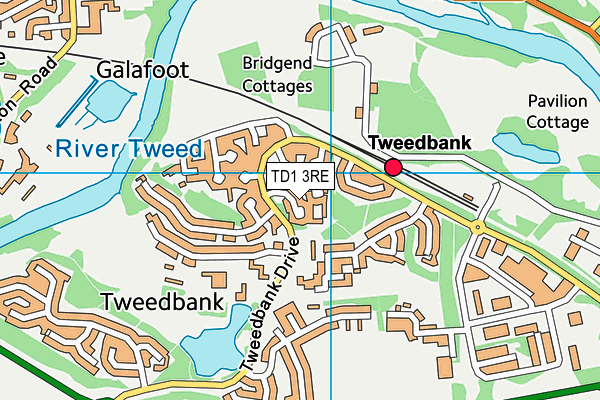 TD1 3RE map - OS VectorMap District (Ordnance Survey)