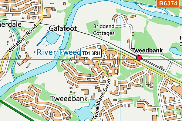 TD1 3RH map - OS VectorMap District (Ordnance Survey)