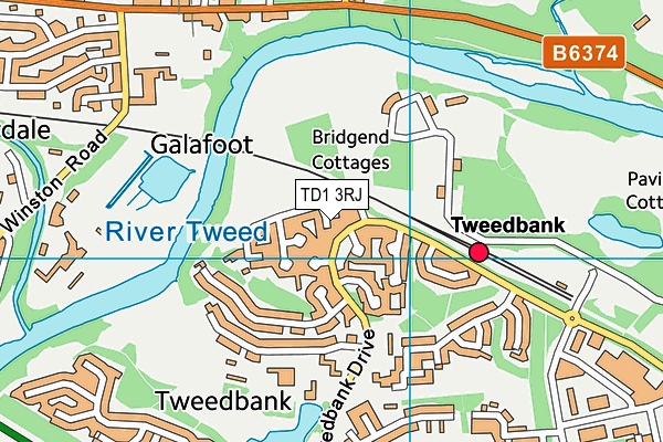 TD1 3RJ map - OS VectorMap District (Ordnance Survey)