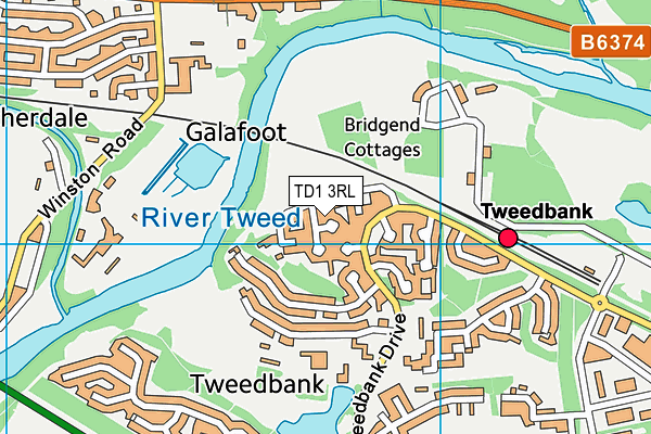 TD1 3RL map - OS VectorMap District (Ordnance Survey)