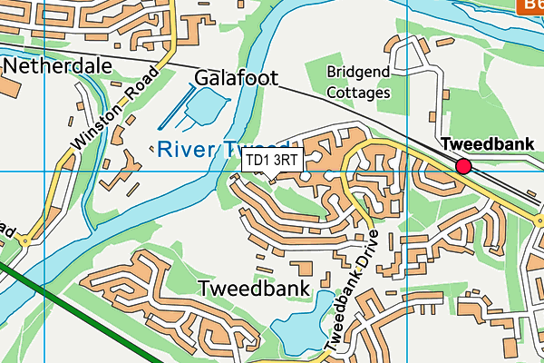 TD1 3RT map - OS VectorMap District (Ordnance Survey)
