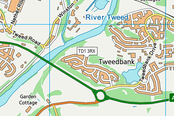 TD1 3RX map - OS VectorMap District (Ordnance Survey)