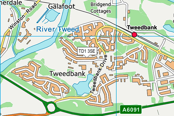 TD1 3SE map - OS VectorMap District (Ordnance Survey)