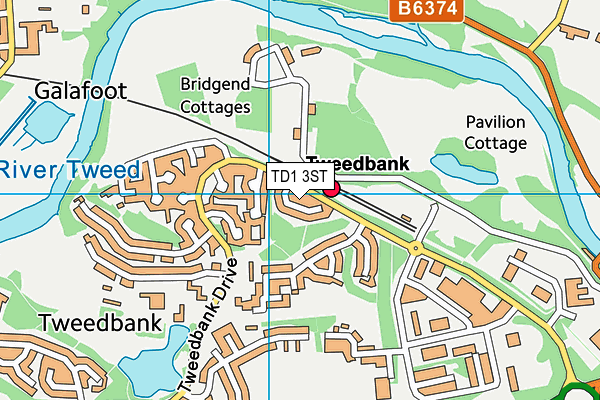 TD1 3ST map - OS VectorMap District (Ordnance Survey)