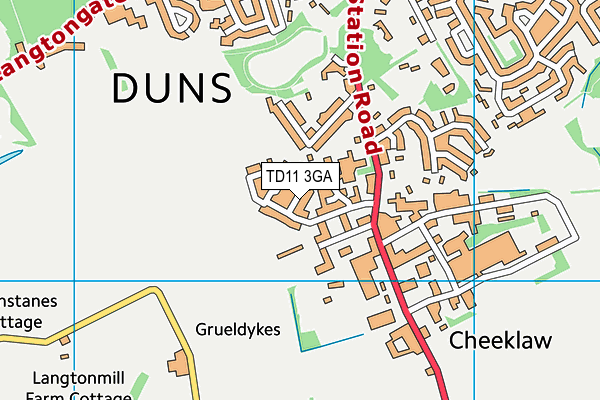 TD11 3GA map - OS VectorMap District (Ordnance Survey)