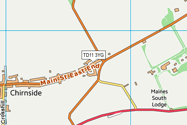 TD11 3YG map - OS VectorMap District (Ordnance Survey)