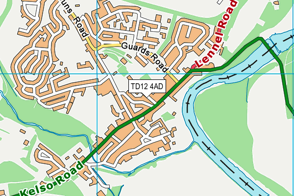 TD12 4AD map - OS VectorMap District (Ordnance Survey)