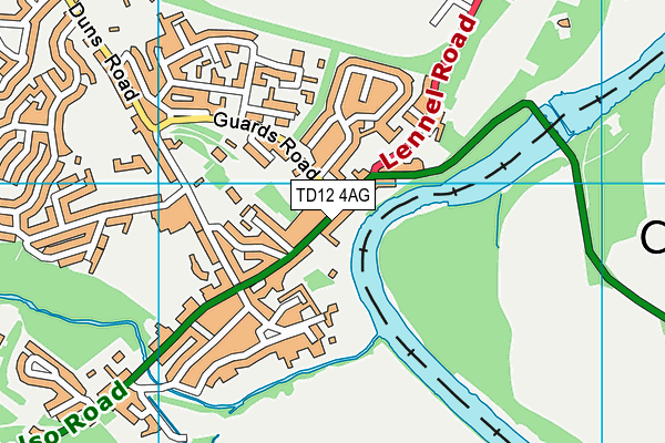 TD12 4AG map - OS VectorMap District (Ordnance Survey)