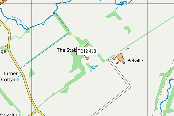 TD12 4JB map - OS VectorMap District (Ordnance Survey)