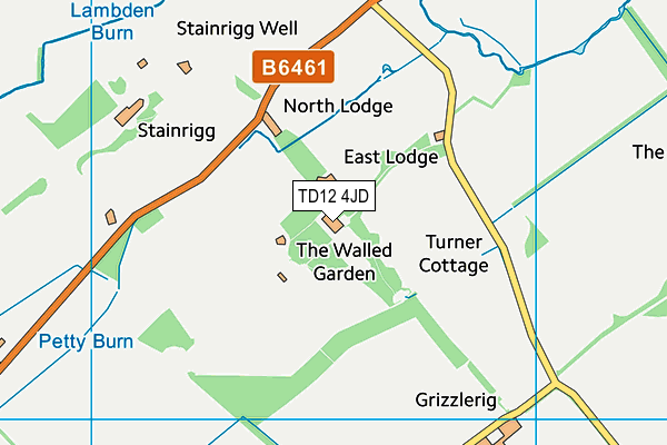 TD12 4JD map - OS VectorMap District (Ordnance Survey)