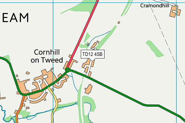 TD12 4SB map - OS VectorMap District (Ordnance Survey)