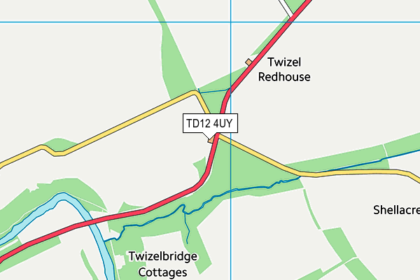 TD12 4UY map - OS VectorMap District (Ordnance Survey)