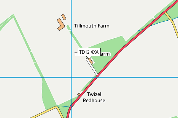 TD12 4XA map - OS VectorMap District (Ordnance Survey)