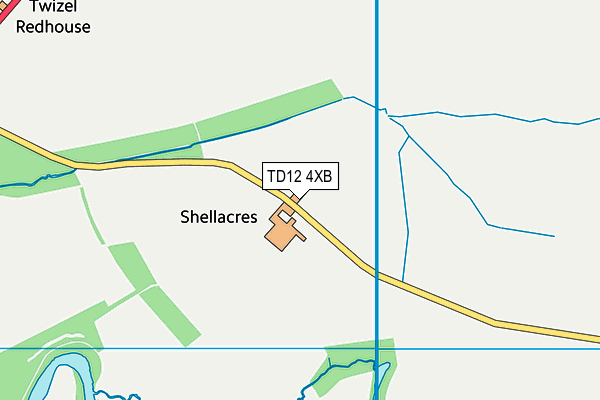 TD12 4XB map - OS VectorMap District (Ordnance Survey)