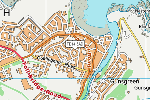 TD14 5AD map - OS VectorMap District (Ordnance Survey)