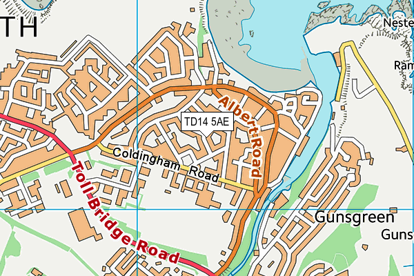 TD14 5AE map - OS VectorMap District (Ordnance Survey)