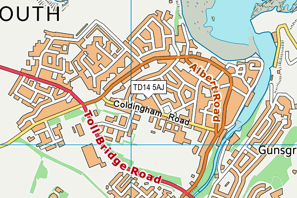 TD14 5AJ map - OS VectorMap District (Ordnance Survey)