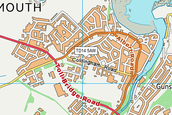 TD14 5AW map - OS VectorMap District (Ordnance Survey)