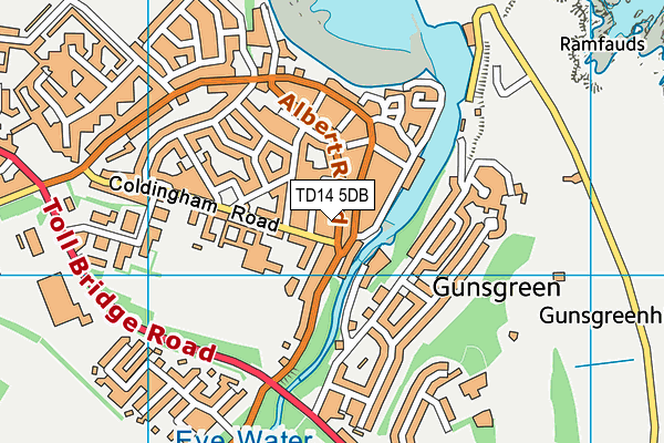 TD14 5DB map - OS VectorMap District (Ordnance Survey)