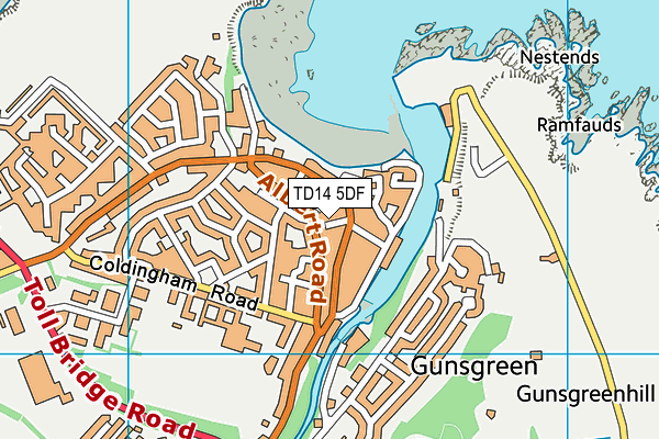 TD14 5DF map - OS VectorMap District (Ordnance Survey)