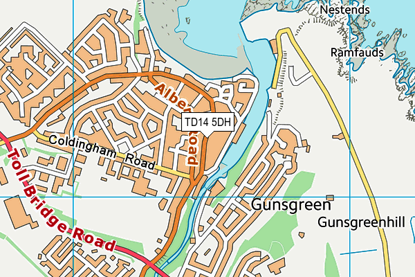 TD14 5DH map - OS VectorMap District (Ordnance Survey)