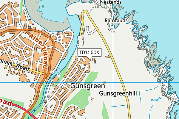 TD14 5DX map - OS VectorMap District (Ordnance Survey)