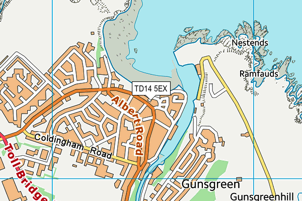 TD14 5EX map - OS VectorMap District (Ordnance Survey)