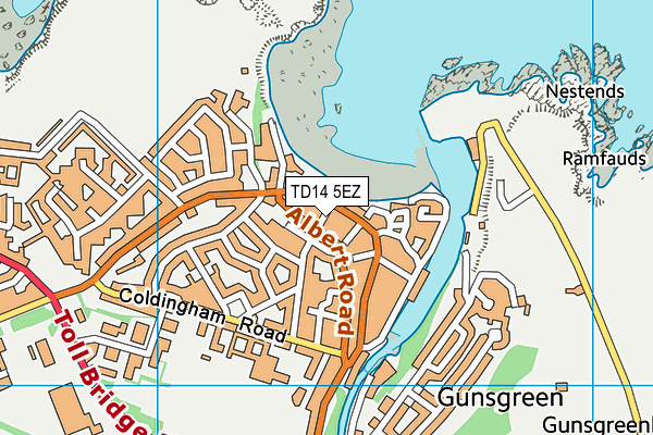 TD14 5EZ map - OS VectorMap District (Ordnance Survey)