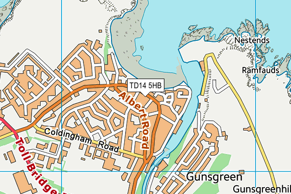 TD14 5HB map - OS VectorMap District (Ordnance Survey)