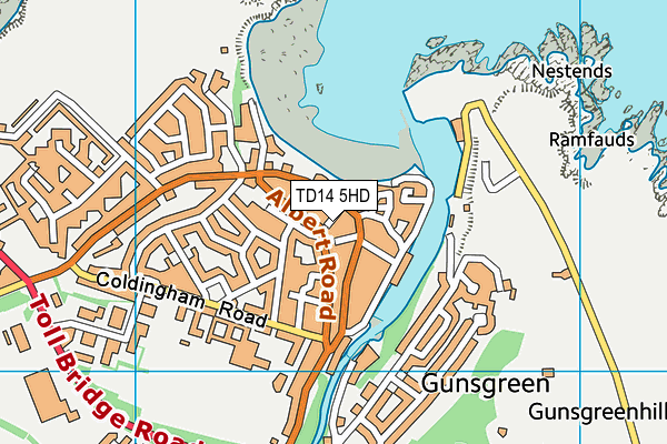 TD14 5HD map - OS VectorMap District (Ordnance Survey)