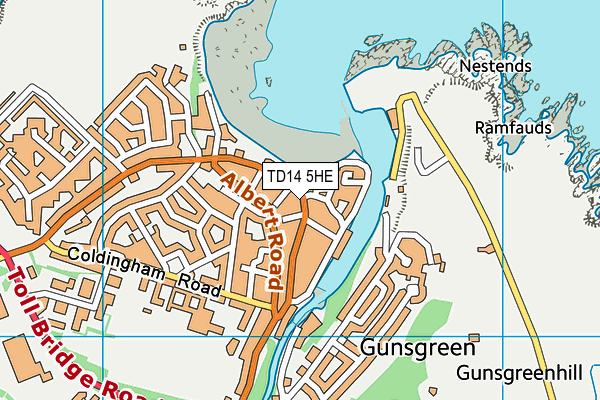 TD14 5HE map - OS VectorMap District (Ordnance Survey)