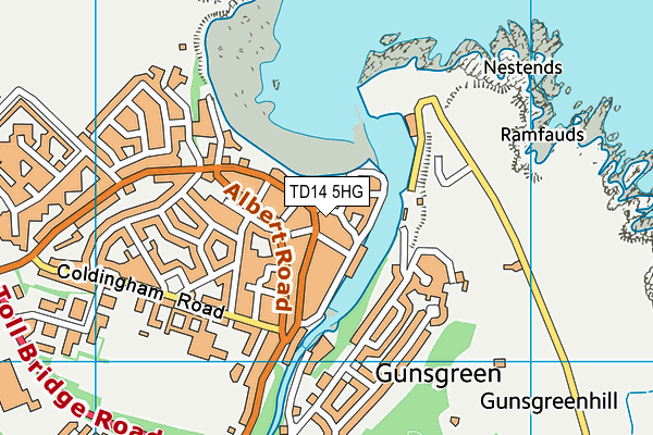 TD14 5HG map - OS VectorMap District (Ordnance Survey)