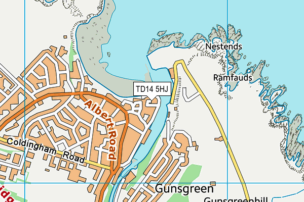 TD14 5HJ map - OS VectorMap District (Ordnance Survey)