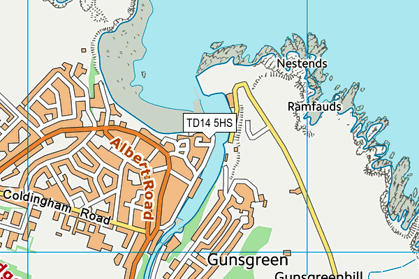 TD14 5HS map - OS VectorMap District (Ordnance Survey)